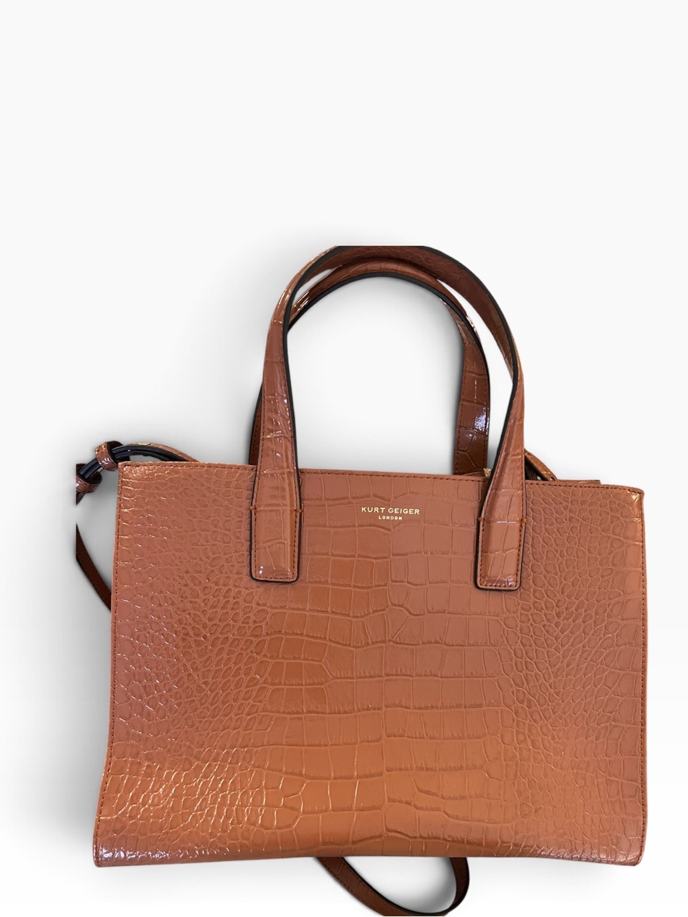 Kurt Geiger London NWOT London Tote in gorgeous camel croc-embossed leather